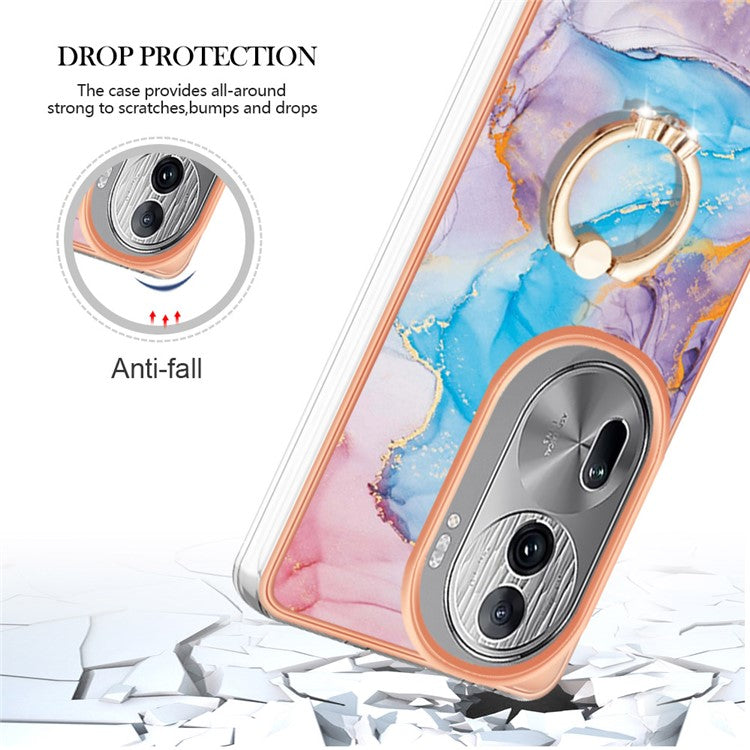 YB IMD Series-6 For Oppo Reno11 Pro 5G (Global) Phone Case TPU Phone Protective Cover Electroplating Design - Milky Way Marble Blue