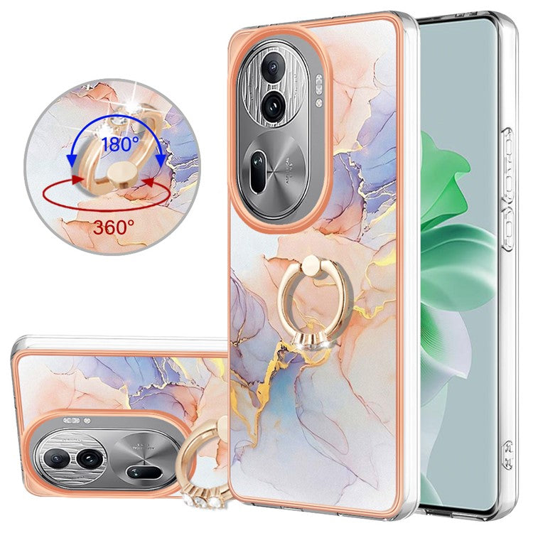 YB IMD Series-6 For Oppo Reno11 Pro 5G (Global) Phone Case TPU Phone Protective Cover Electroplating Design - Milky Way Marble White