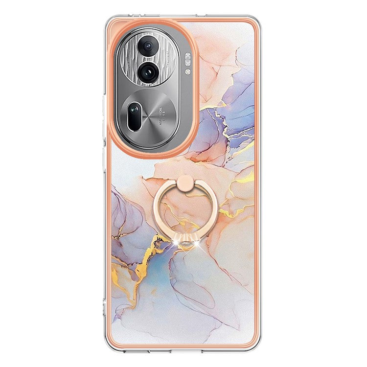 YB IMD Series-6 For Oppo Reno11 Pro 5G (Global) Phone Case TPU Phone Protective Cover Electroplating Design - Milky Way Marble White