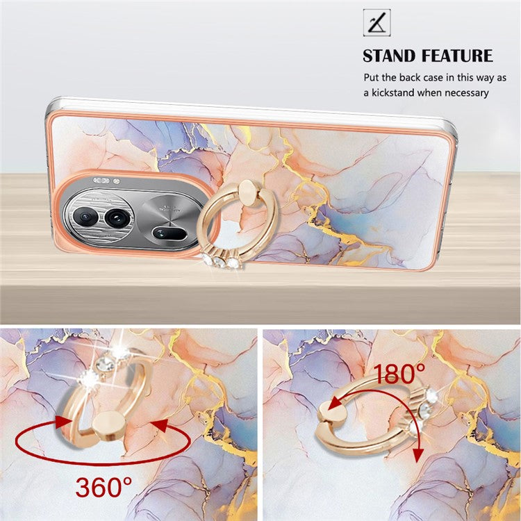YB IMD Series-6 For Oppo Reno11 Pro 5G (Global) Phone Case TPU Phone Protective Cover Electroplating Design - Milky Way Marble White