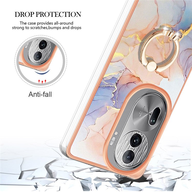 YB IMD Series-6 For Oppo Reno11 Pro 5G (Global) Phone Case TPU Phone Protective Cover Electroplating Design - Milky Way Marble White