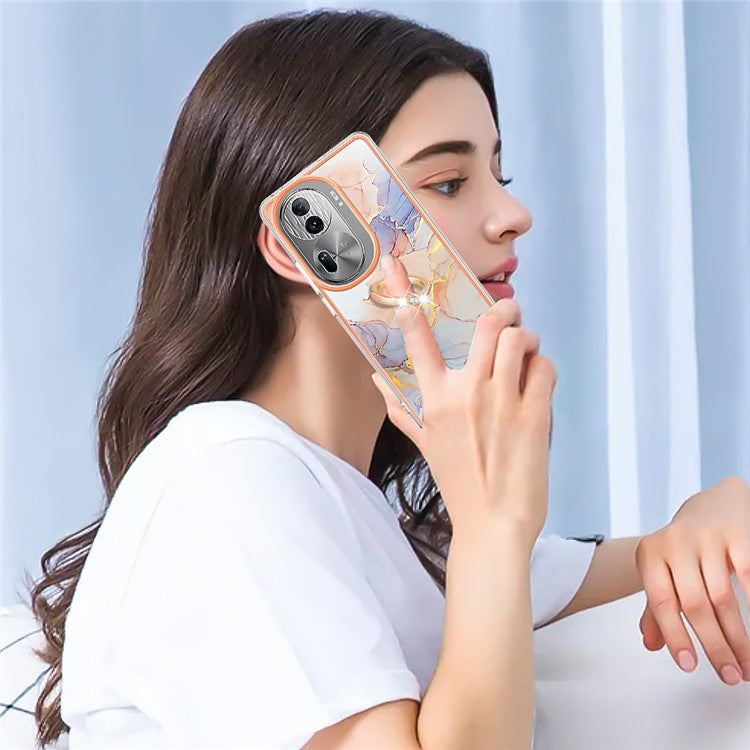 YB IMD Series-6 For Oppo Reno11 Pro 5G (Global) Phone Case TPU Phone Protective Cover Electroplating Design - Milky Way Marble White