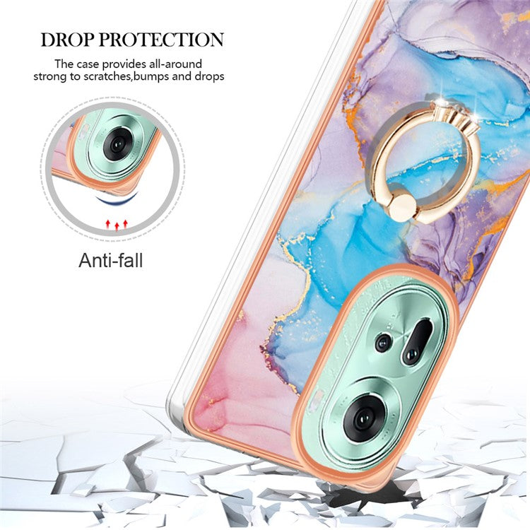 YB IMD Series-6 For Oppo Reno11 5G (Global) Case Electroplating Kickstand Soft TPU Phone Cover - Milky Way Marble Blue