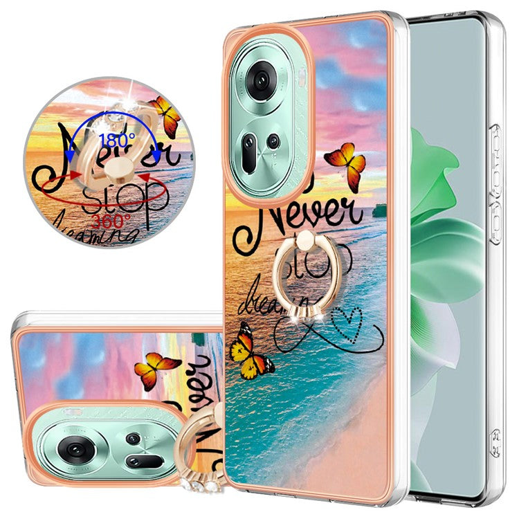 YB IMD Series-6 For Oppo Reno11 5G (Global) Case Electroplating Kickstand Soft TPU Phone Cover - Never Stop Dreaming