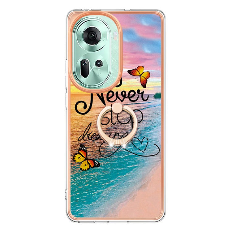 YB IMD Series-6 For Oppo Reno11 5G (Global) Case Electroplating Kickstand Soft TPU Phone Cover - Never Stop Dreaming