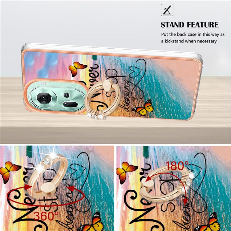 YB IMD Series-6 For Oppo Reno11 5G (Global) Case Electroplating Kickstand Soft TPU Phone Cover - Never Stop Dreaming