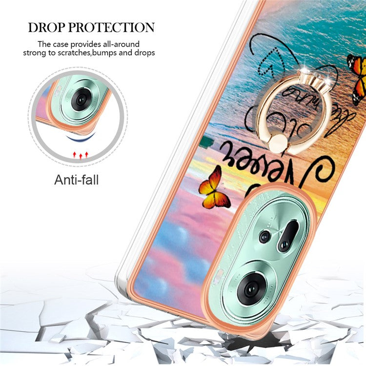 YB IMD Series-6 For Oppo Reno11 5G (Global) Case Electroplating Kickstand Soft TPU Phone Cover - Never Stop Dreaming