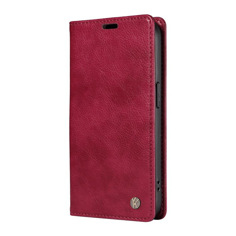YIKATU YK-006 For Oppo A38 4G / A18 4G Case Leather Phone Cover with Card Slots Wallet - Wine Red