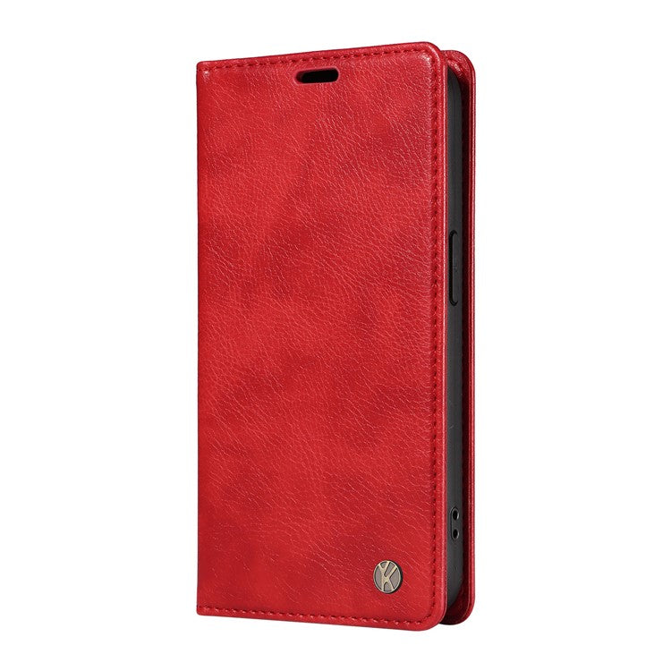 YIKATU YK-006 For Oppo A58 4G Leather Wallet Case Magnetic Closing Flip Phone Cover - Red
