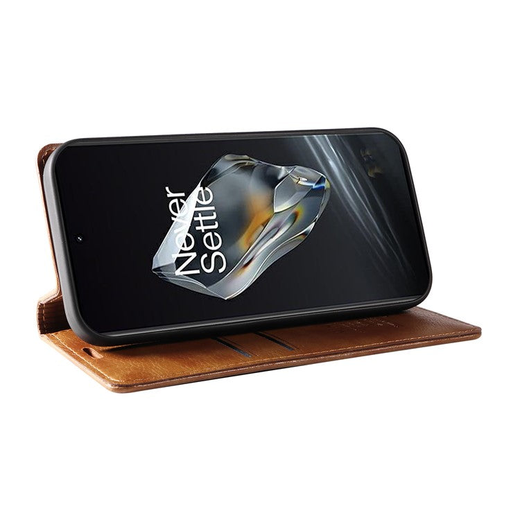 YIKATU YK-006 For OnePlus 12 5G Wallet Case Magnetic Closing Leather Phone Cover - Brown