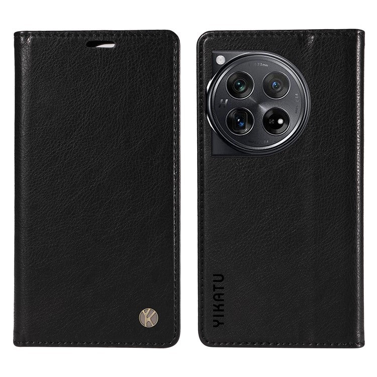YIKATU YK-006 For OnePlus 12 5G Wallet Case Magnetic Closing Leather Phone Cover - Black