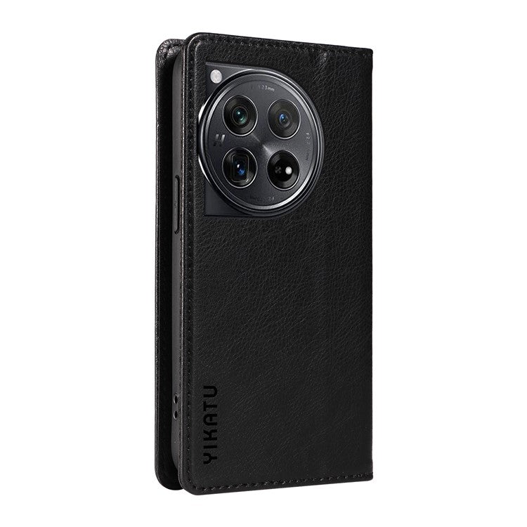 YIKATU YK-006 For OnePlus 12 5G Wallet Case Magnetic Closing Leather Phone Cover - Black