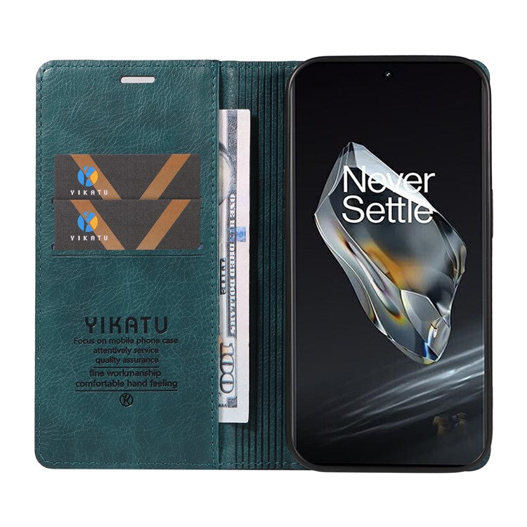 YIKATU YK-006 For OnePlus 12 5G Wallet Case Magnetic Closing Leather Phone Cover - Blue
