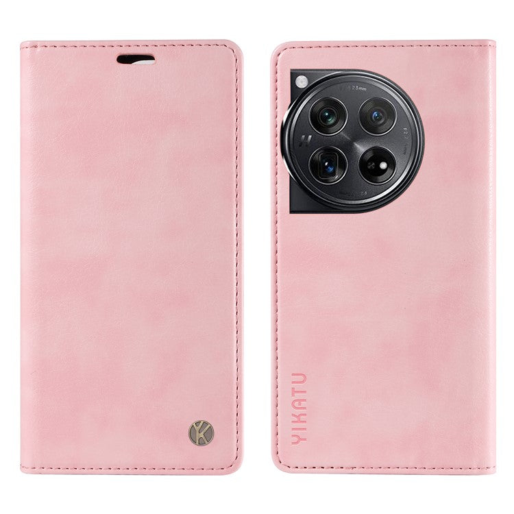 YIKATU YK-006 For OnePlus 12 5G Wallet Case Magnetic Closing Leather Phone Cover - Pink