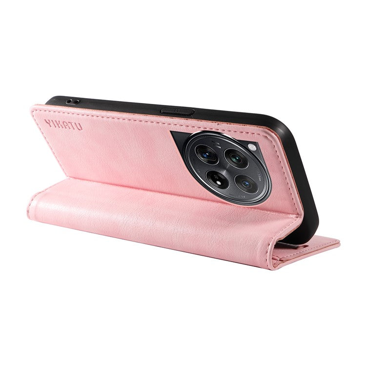 YIKATU YK-006 For OnePlus 12 5G Wallet Case Magnetic Closing Leather Phone Cover - Pink