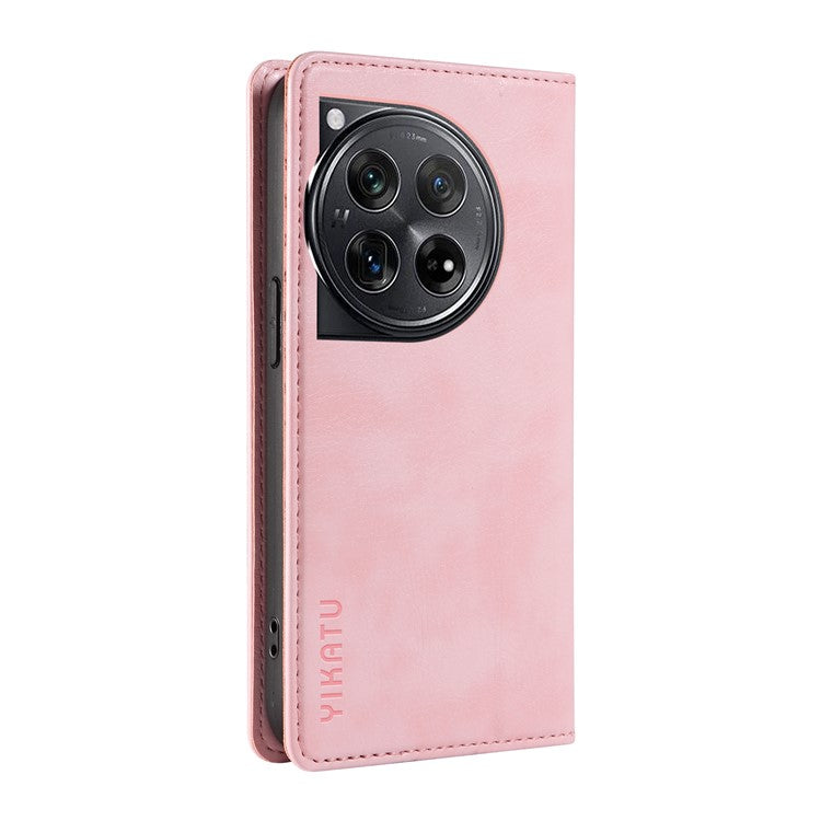 YIKATU YK-006 For OnePlus 12 5G Wallet Case Magnetic Closing Leather Phone Cover - Pink
