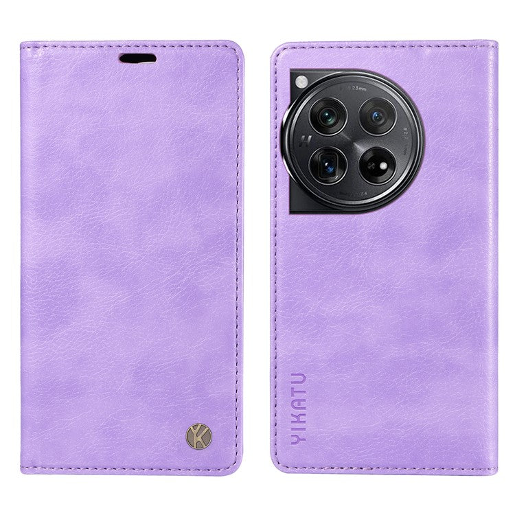 YIKATU YK-006 For OnePlus 12 5G Wallet Case Magnetic Closing Leather Phone Cover - Purple