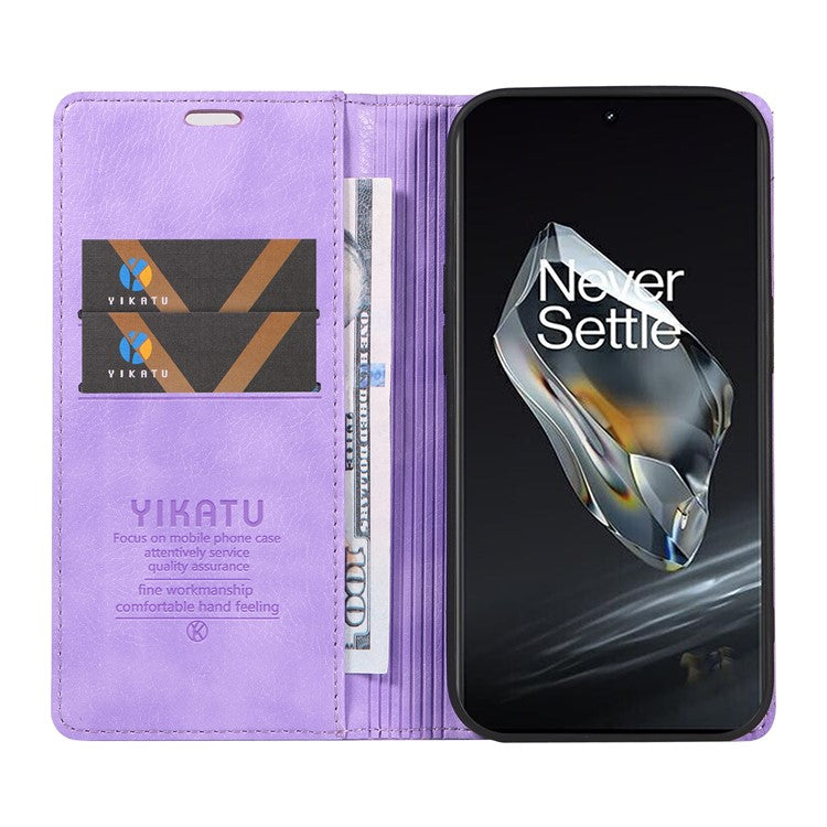 YIKATU YK-006 For OnePlus 12 5G Wallet Case Magnetic Closing Leather Phone Cover - Purple