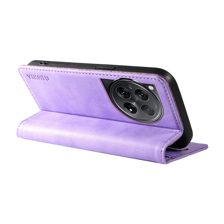 YIKATU YK-006 For OnePlus 12 5G Wallet Case Magnetic Closing Leather Phone Cover - Purple