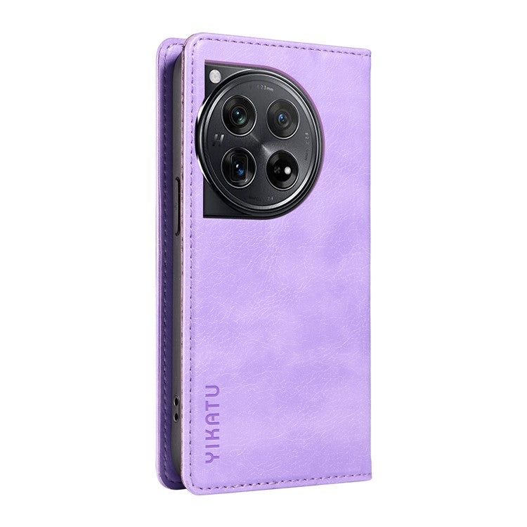 YIKATU YK-006 For OnePlus 12 5G Wallet Case Magnetic Closing Leather Phone Cover - Purple