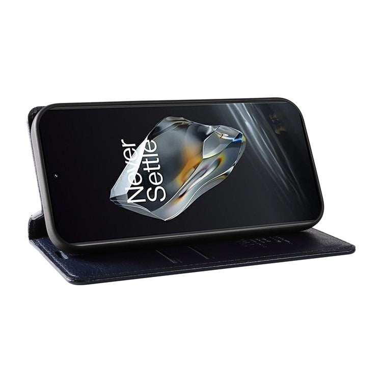 YIKATU YK-006 For OnePlus 12 5G Wallet Case Magnetic Closing Leather Phone Cover - Navy Blue