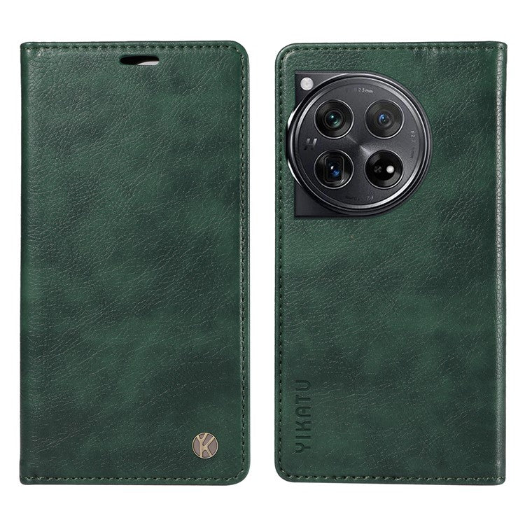 YIKATU YK-006 For OnePlus 12 5G Wallet Case Magnetic Closing Leather Phone Cover - Green