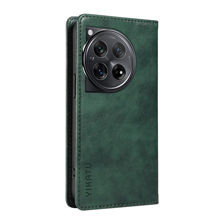 YIKATU YK-006 For OnePlus 12 5G Wallet Case Magnetic Closing Leather Phone Cover - Green
