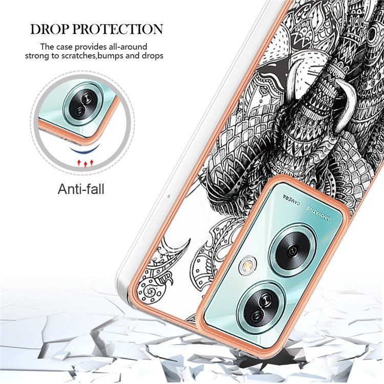 YB IMD Series-19 Style-D For Oppo A79 5G / A2 5G TPU Phone Case Electroplating Pattern Print Shell - Totem Elephant