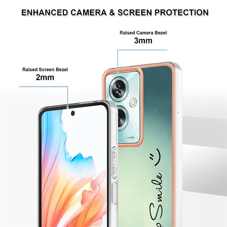 YB IMD Series-19 Style-D For Oppo A79 5G / A2 5G TPU Phone Case Electroplating Pattern Print Shell - Keep Smile