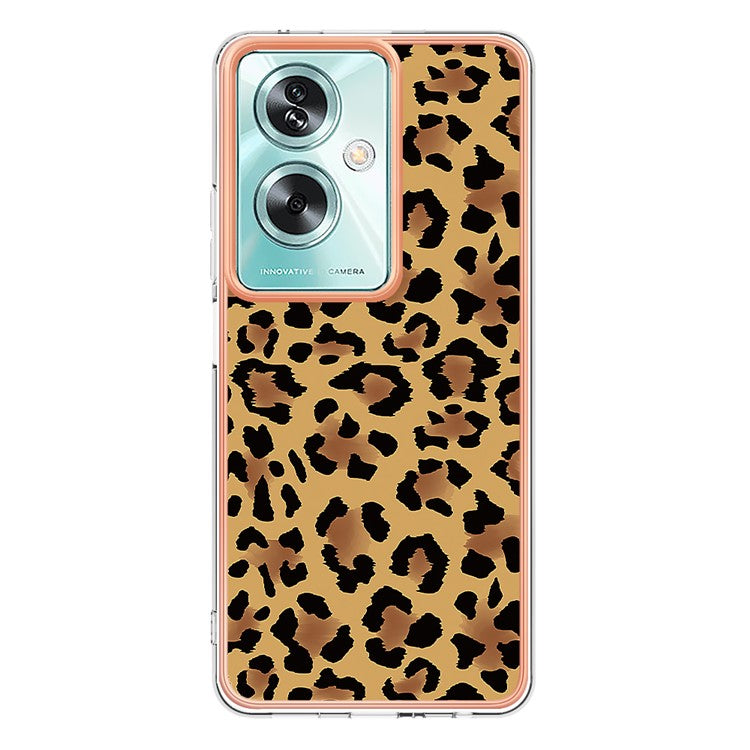 YB IMD Series-19 Style-D For Oppo A79 5G / A2 5G TPU Phone Case Electroplating Pattern Print Shell - Leopard Print