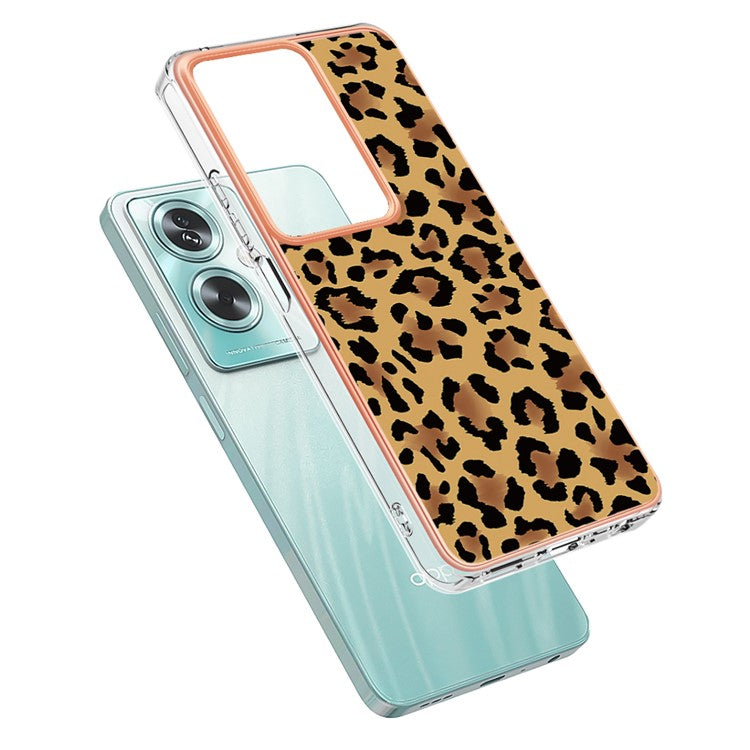 YB IMD Series-19 Style-D For Oppo A79 5G / A2 5G TPU Phone Case Electroplating Pattern Print Shell - Leopard Print