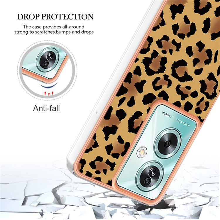 YB IMD Series-19 Style-D For Oppo A79 5G / A2 5G TPU Phone Case Electroplating Pattern Print Shell - Leopard Print