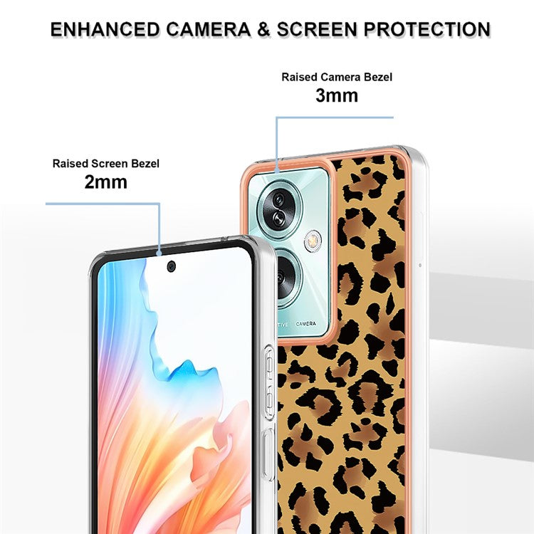 YB IMD Series-19 Style-D For Oppo A79 5G / A2 5G TPU Phone Case Electroplating Pattern Print Shell - Leopard Print
