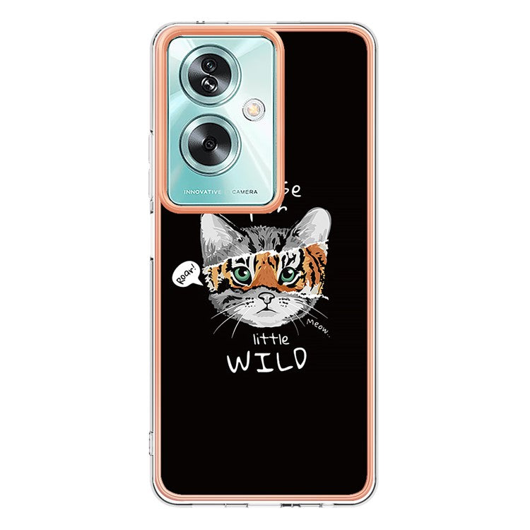 YB IMD Series-19 Style-D For Oppo A79 5G / A2 5G TPU Phone Case Electroplating Pattern Print Shell - Cat  /  Tiger