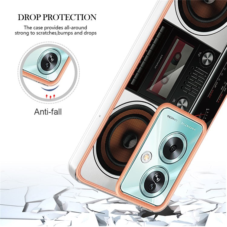YB IMD Series-19 Style-D For Oppo A79 5G / A2 5G TPU Phone Case Electroplating Pattern Print Shell - Radio