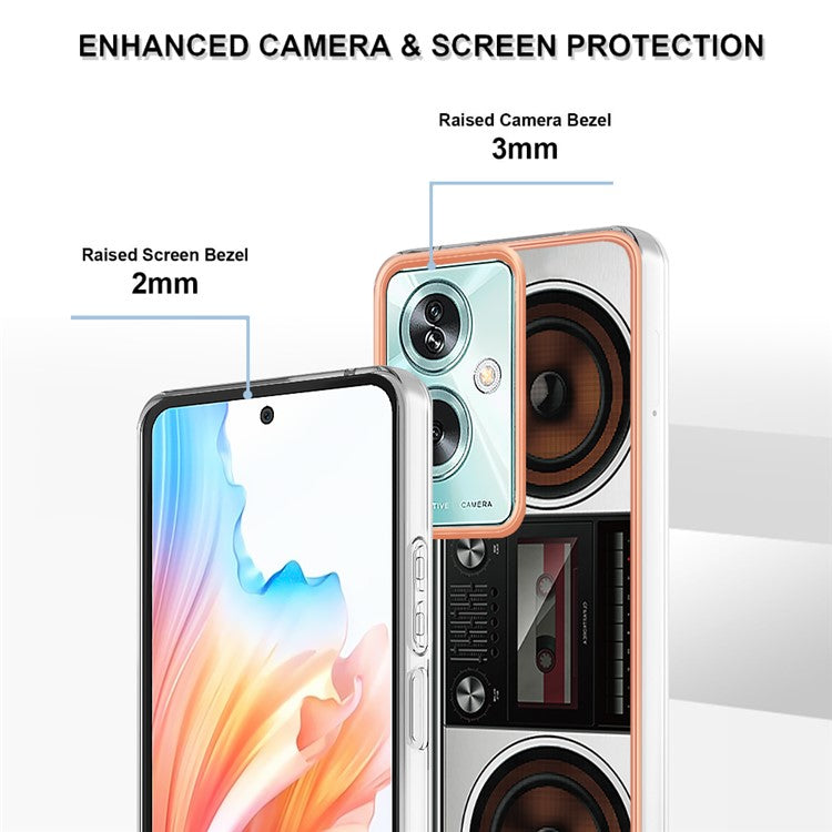 YB IMD Series-19 Style-D For Oppo A79 5G / A2 5G TPU Phone Case Electroplating Pattern Print Shell - Radio