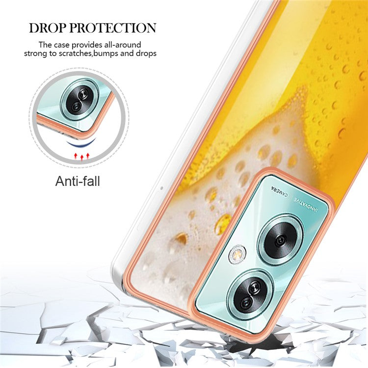 YB IMD Series-19 Style-D For Oppo A79 5G / A2 5G TPU Phone Case Electroplating Pattern Print Shell - Beer