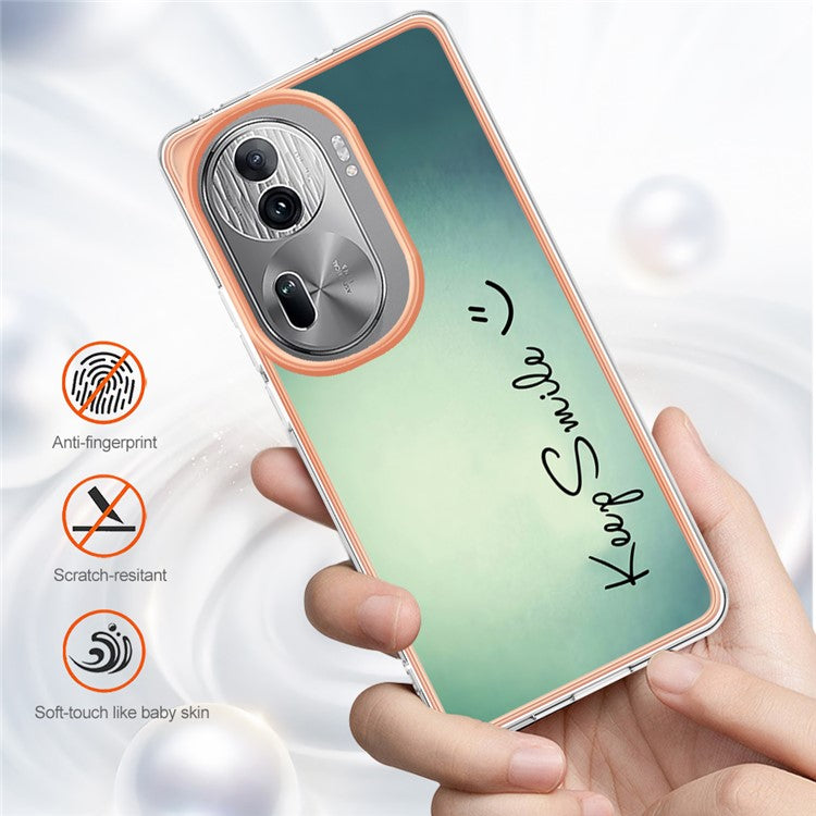 YB IMD Series-19 Style-D For Oppo Reno11 Pro 5G (Global) Electroplated Case TPU Pattern Print Back Phone Cover - Keep Smile