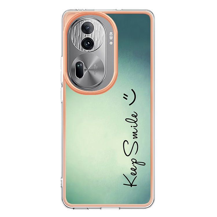 YB IMD Series-19 Style-D For Oppo Reno11 Pro 5G (Global) Electroplated Case TPU Pattern Print Back Phone Cover - Keep Smile