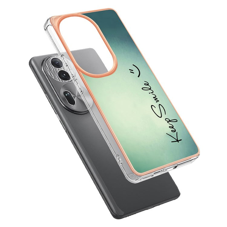 YB IMD Series-19 Style-D For Oppo Reno11 Pro 5G (Global) Electroplated Case TPU Pattern Print Back Phone Cover - Keep Smile