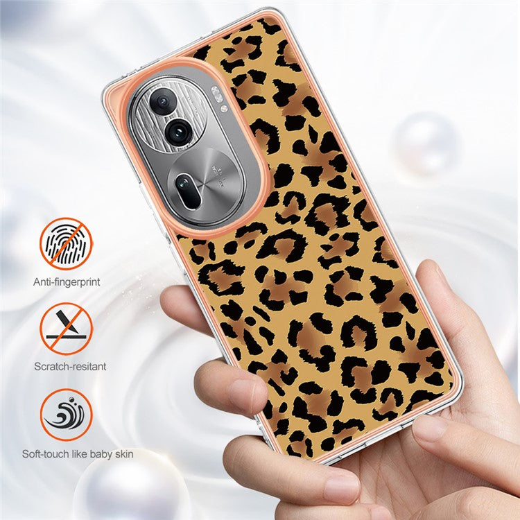 YB IMD Series-19 Style-D For Oppo Reno11 Pro 5G (Global) Electroplated Case TPU Pattern Print Back Phone Cover - Leopard Print