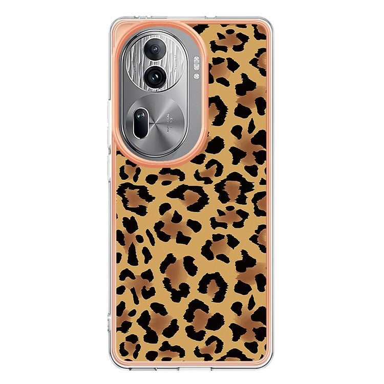 YB IMD Series-19 Style-D For Oppo Reno11 Pro 5G (Global) Electroplated Case TPU Pattern Print Back Phone Cover - Leopard Print