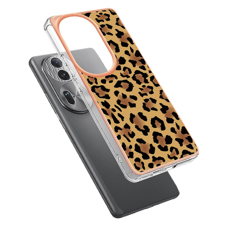 YB IMD Series-19 Style-D For Oppo Reno11 Pro 5G (Global) Electroplated Case TPU Pattern Print Back Phone Cover - Leopard Print