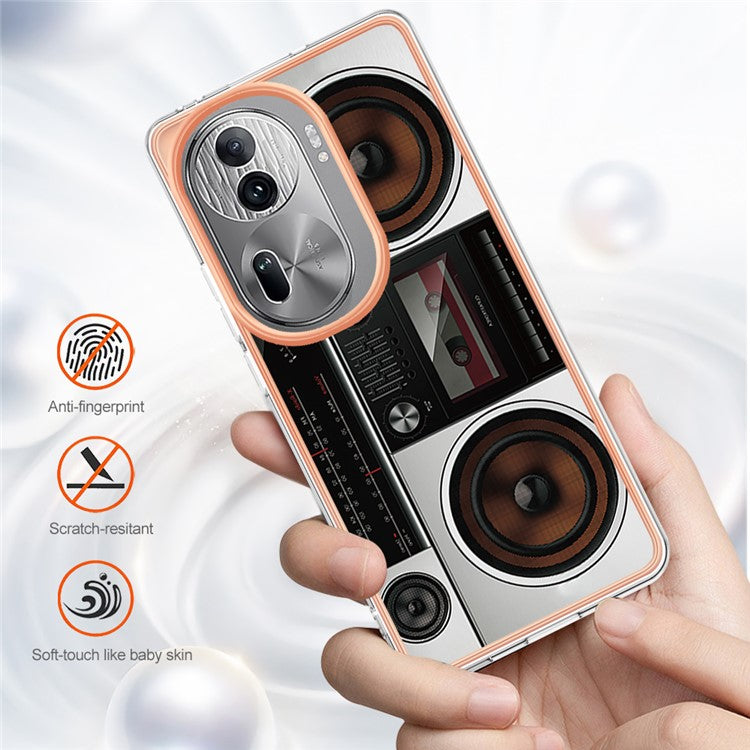 YB IMD Series-19 Style-D For Oppo Reno11 Pro 5G (Global) Electroplated Case TPU Pattern Print Back Phone Cover - Radio