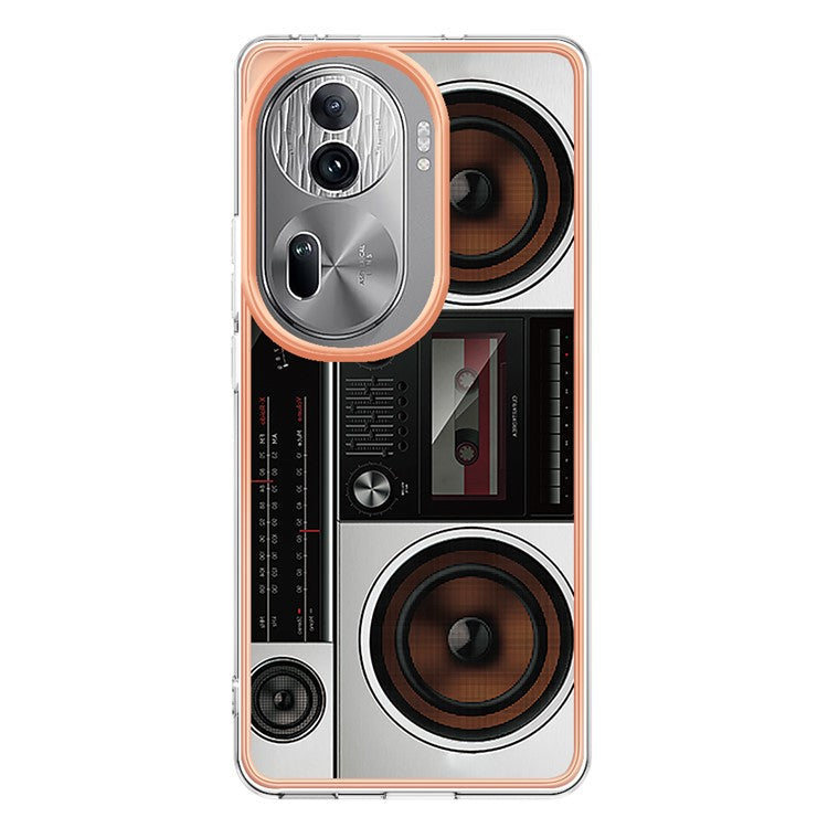 YB IMD Series-19 Style-D For Oppo Reno11 Pro 5G (Global) Electroplated Case TPU Pattern Print Back Phone Cover - Radio