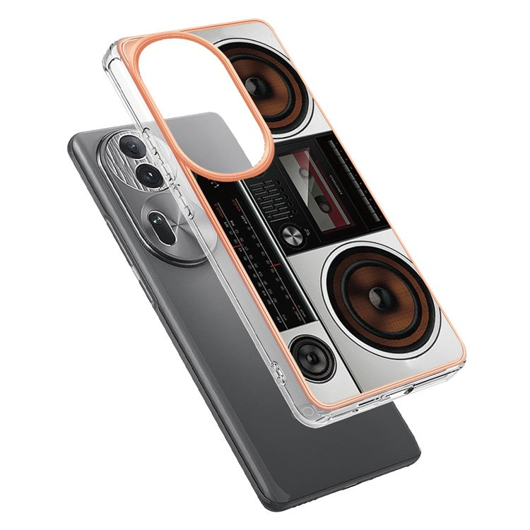 YB IMD Series-19 Style-D For Oppo Reno11 Pro 5G (Global) Electroplated Case TPU Pattern Print Back Phone Cover - Radio