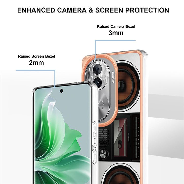 YB IMD Series-19 Style-D For Oppo Reno11 Pro 5G (Global) Electroplated Case TPU Pattern Print Back Phone Cover - Radio