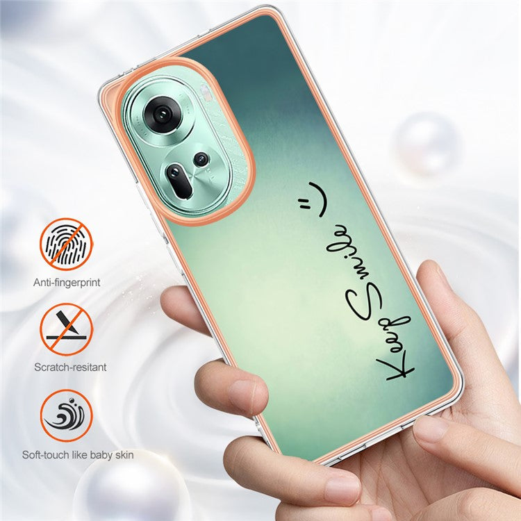 YB IMD Series-19 Style-D For Oppo Reno11 5G (Global) TPU Case Electroplated Pattern Slim Phone Shell - Keep Smile
