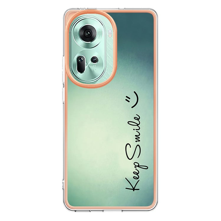 YB IMD Series-19 Style-D For Oppo Reno11 5G (Global) TPU Case Electroplated Pattern Slim Phone Shell - Keep Smile