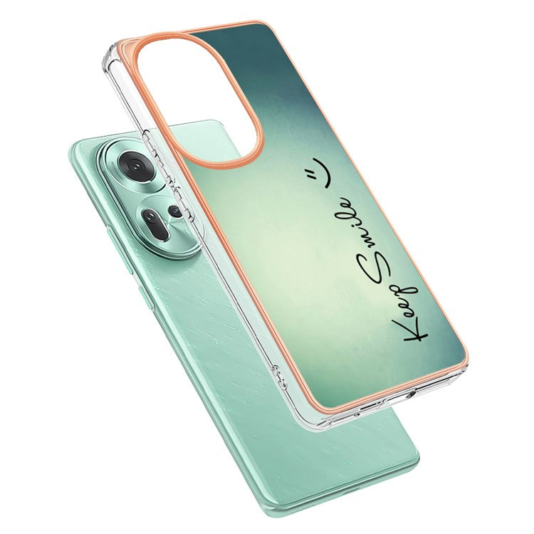 YB IMD Series-19 Style-D For Oppo Reno11 5G (Global) TPU Case Electroplated Pattern Slim Phone Shell - Keep Smile